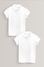 White Regular Fit Cotton Short Sleeve Polo Shirts 2 Pack (3-16yrs)