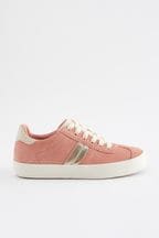 Pink Suede Retro Lace-Up Trainers