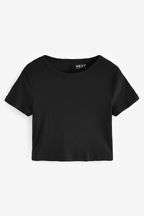 Black Slim Fit Ribbed Short Sleeve Crew Neck T-Shirt