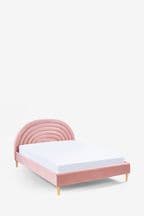 Opulent Velvet Blush Pink Rainbow Kids Upholstered Bed Frame