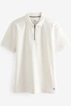 White Short Sleeve Textured Polo Shirt