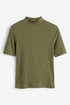 Olive Green Half Sleeve High Neck T-Shirt