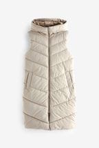 Oyster Cream Longline Padded Gilet