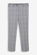 Grey Slim Fit Check Suit: Trousers with Motionflex Waistband