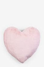 Pink Super Soft Heart Faux Fur Cushion