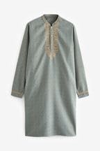 Green Mens Long Length Kurta