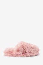 Pink Recycled Faux Fur Mule Slippers