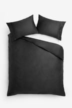 Black Collection Luxe 300 Thread Count 100% Cotton Sateen Satin Stitch Duvet Cover And Pillowcase Set