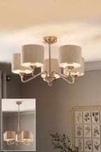 Brushed Chrome Burford 5 Light Dual Mount Height Adjustable Ceiling Light