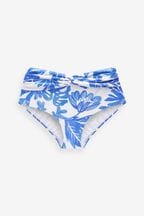 Blue/White Floral Midi Waist Bikini Bottoms