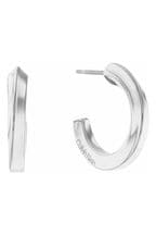 Calvin Klein Jewellery Ladies Silver Tone Twisted Ring Twist Hoop Earrings