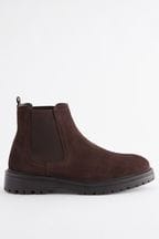 Brown Chunky Leather Chelsea Boots