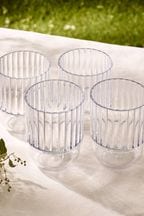 Clear Hollis Plastic Picnic Drinkware Set of 4 Tumbler Glasses