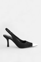 Black Forever Comfort® Metallic Toe Slingback Heels