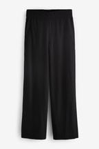 Black Wide Leg Trousers With Linen