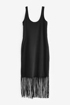 Black Fringe Summer Midi Dress