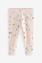 Cream Rainbow Polka Dot Rib Jersey Leggings (3mths-7yrs)
