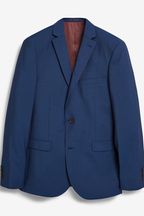 Bright Blue Slim Signature Tollegno Italian Wool Suit Jacket