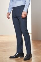 Blue Tailored Signature Tollegno Wool Suit: Trousers