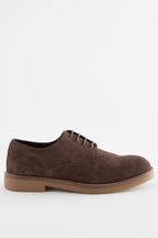 Brown Suede Chunky Derby Shoes