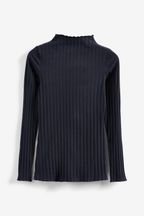 Long Sleeve High Neck Ribbed Top