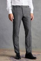 Charcoal Grey Slim Signature Tollegno Wool Suit: Trousers