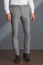 Light Grey Slim Signature Tollegno Wool Suit: Trousers