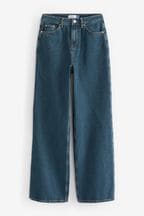 Denim Dark Blue Loose Wide Leg Jeans