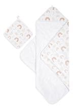 Aden+Anais Cream Cotton Muslin Backed Hooded Towel Set