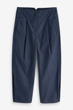 Navy Blue Smart Button Hem Trousers