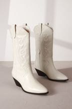 White Signature Leather Forever Comfort® Stitched Western Boots