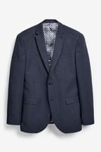 Navy Blue Regular Fit Check Suit Jacket