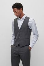 BOSS Grey Slim Fit Wool Blend Waistcoat