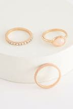 Gold Tone Semi Precious Stone Ring Pack Made With Recycled Zinc