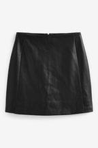 Black Faux Leather PU Mini Skirt