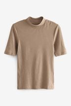 Neutral Half Sleeve High Neck T-Shirt