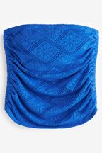 Cobalt Blue Crochet Ruched Side Bandeau Top