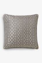 Silver Woven Geometric 59 x 59cm Cushion