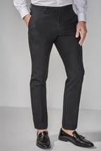 Black Skinny Fit Tuxedo Suit Trousers with Tape Detail