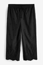 Black Embroidered Sparkle Tie Waist Trousers