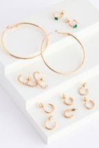 Gold Tone Mixed Hoop and Cuff Earrings Pack