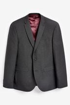 Black Slim Wool Mix Textured Suit Jacket