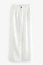 White Elasticated Back Wide Leg Trousers