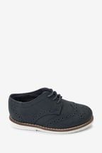 Navy Standard Fit (F) Leather Brogue Shoes