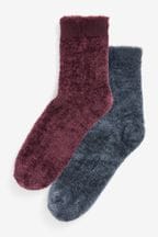 Berry/Navy Velvet Cosy Socks 2 Pack