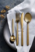 Gold 16 Piece Gold Stainless Steel Cutlery 16pc Cutlery Set