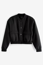 Black Rochelle Tailored Twill Bomber Jacket