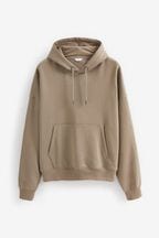 Stone Natural Regular Fit Jersey Cotton Rich Overhead Hoodie