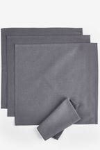 Charcoal Cotton Blend With Linen Set of 4 Napkins