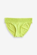 Lime Green Shirred High Leg Bikini Bottoms